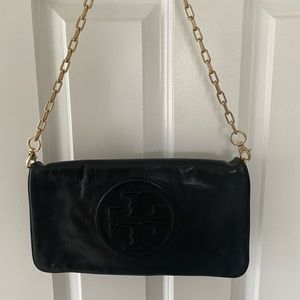 Tory Burch Bombe Black Leather Clutch